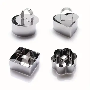 Stainless Steel Cake Ring, 4 Counts/set Simple Style Baking Mold, Durable Baking Tool, Essential Bakeware for Cake & Dessert, Kitchen Baking Utensils Supplies