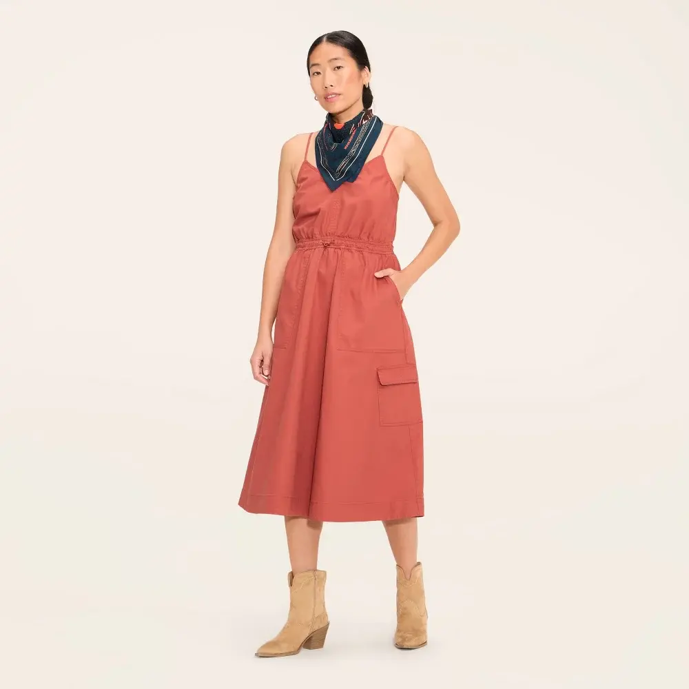 Women's Original Woolrich Utility Midi Dress - Pullover Garment with Adjustable Drawstring