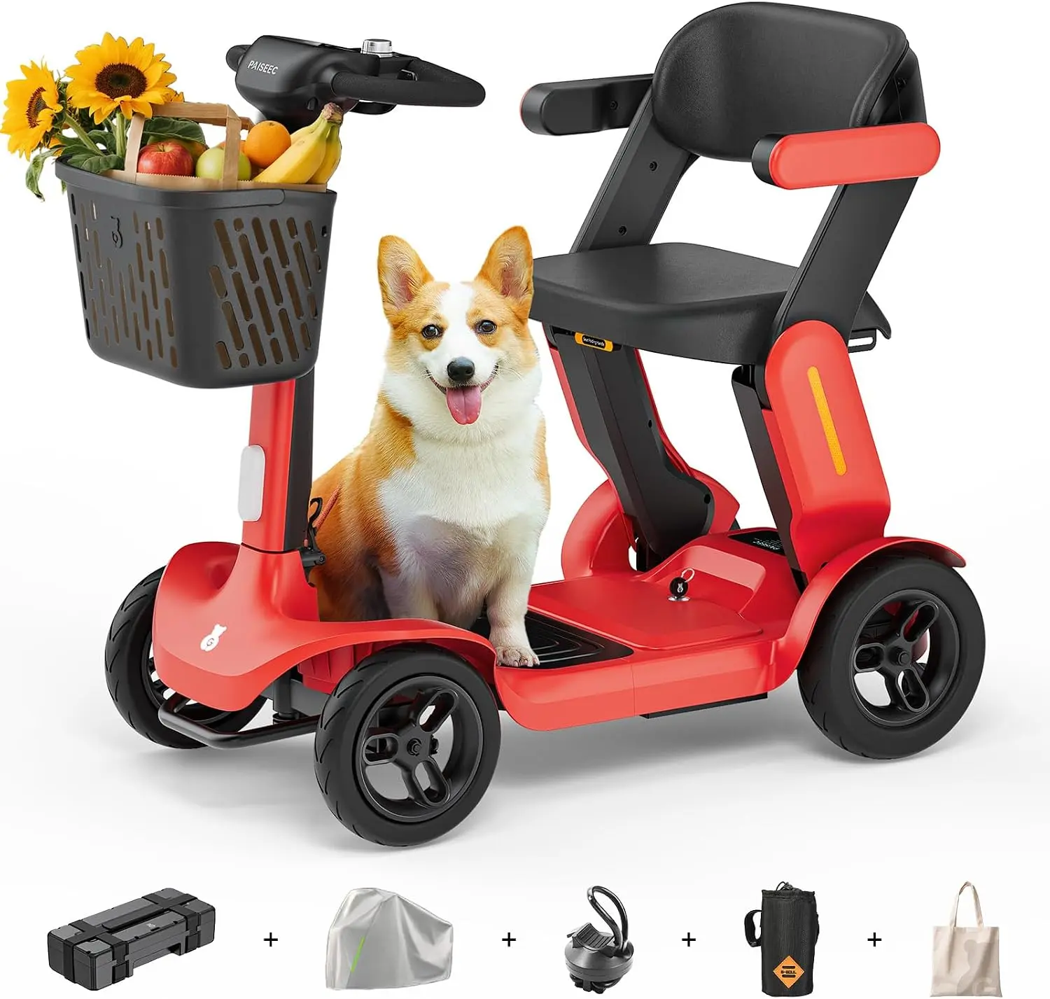 Paiseec Mobility Folding Scooter S3 - All Terrain Scooter with Large Tires for Grass, Gravel