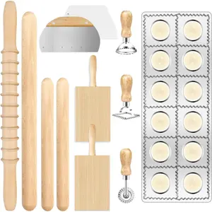 Pasta Making Tools Set, Pasta Making kit Includes 12 count Pasta Making Tools Pasta Making Accessories Wooden Pasta Roller