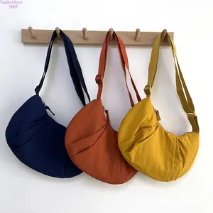 Women's Japanese-Style Solid-Color Minimalist Oversized Nylon Crossbody Bag - Lightweight, Large-Capacity Casual Commuter Purse for Daily Commute, Travel (Stylish Versatile Bags, Purses, Handbags for Women)