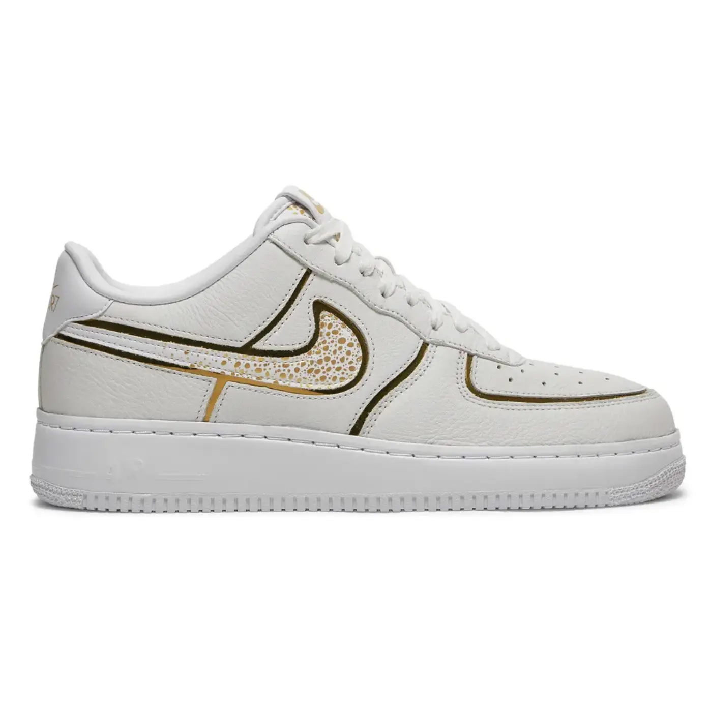 Nike Air Force 1 Low CR7 Golden Patchwork White Metallic Gold Men's Lifestyle Sneakers Premium Leather Casual Shoes Limited Edition Cristiano Ronaldo Collaboration Gum Rubber Sole Comfortable Everyday Wear
