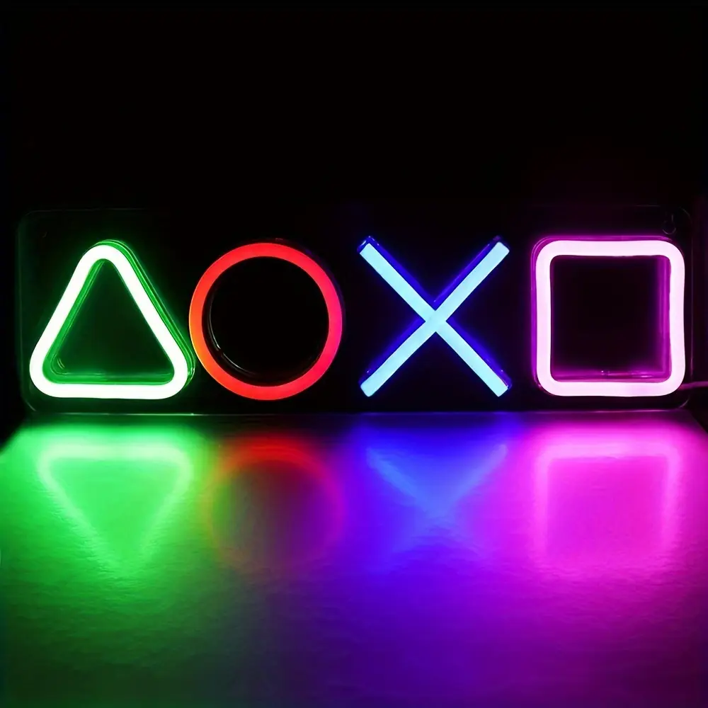 Neon Glow Game Controller Acrylic Wall Light - LED Color Changing Ambient Night Light for Gaming Room, Man Cave Decor, Led Ambient Light