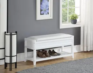 Rouen Clean White Seating Bench with Shoe Storage