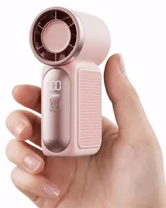 Portable Handheld Mini Fan, 6 Speeds 16900 RPM High Velocity Personal Fan With LED Display, USB Rechargeable, Mini Fan With Lanyard For Makeup, Travel, Outdoor For Women Girl Gift, Pink