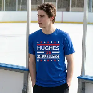 Hughes & Hellebuyck ’26 Team USA Hockey Shirt, Gold Medal Celebration Tee