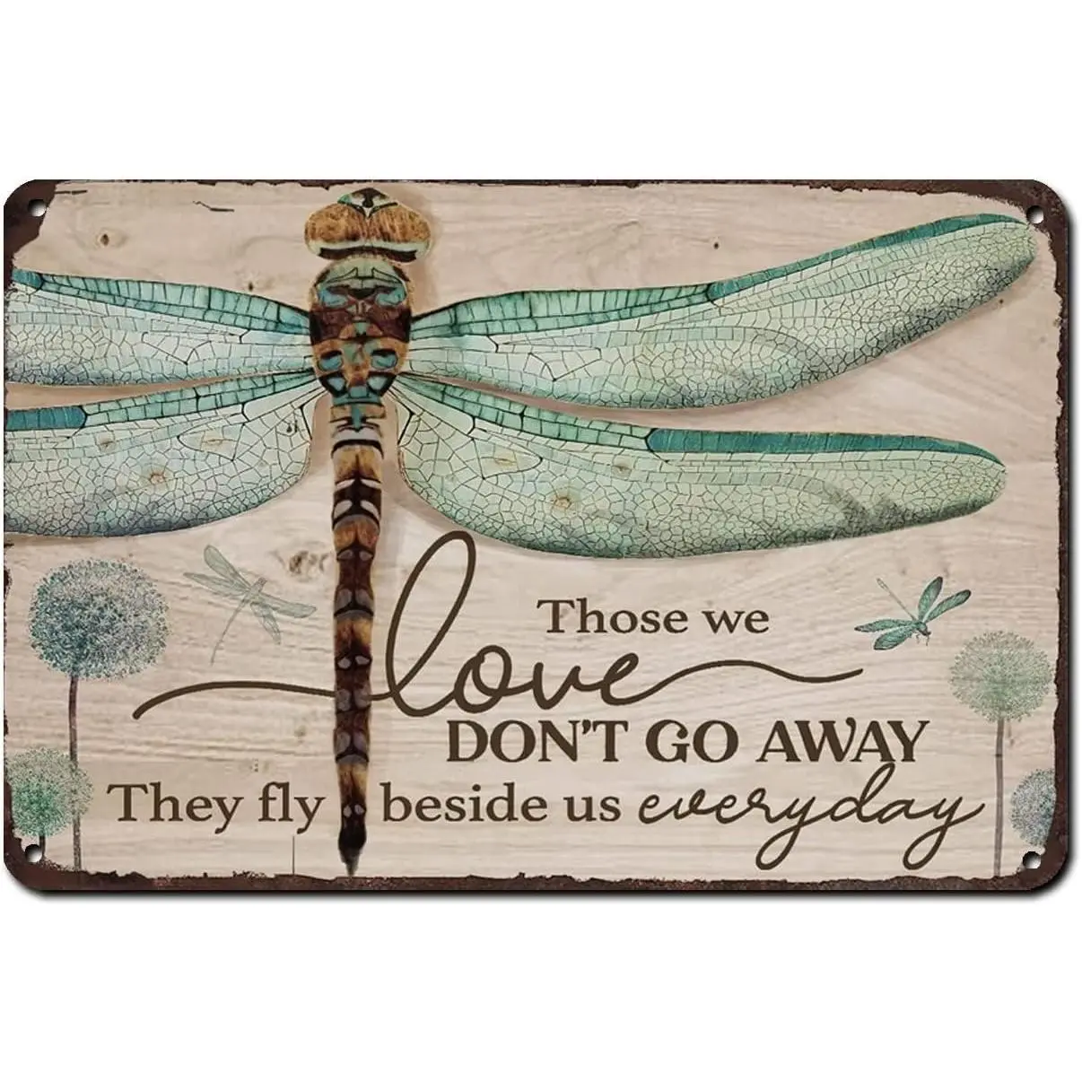 Flyhaw Creative Tin Sign Green Dragonfly Funny Novelty Metal Retro Wall Decor For Home Gate Garden Bars Restaurants Cafes Office Store Pubs Club Gift for Home Coffee Wall Decor 8x12 Inch