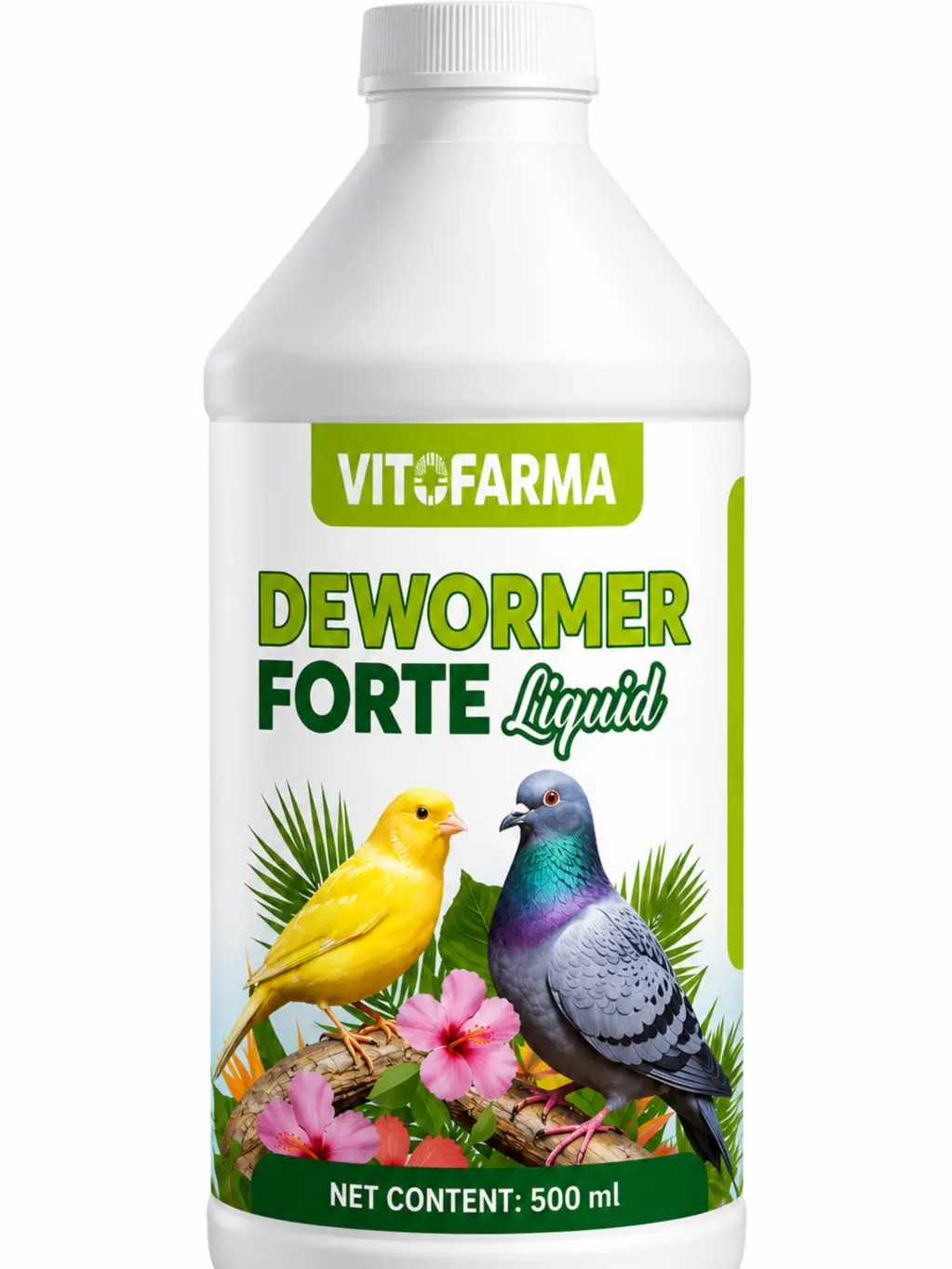 Vitofarma Dewormer Forte, Natural Garlic Bird Healthcare Supplement - Supports Digestion & Intestinal Health, 500 mL Bottle