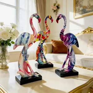 Cool Graffiti Flamingo Statue 13.8 Inch Resin Art, Abstract Figure Sculpture, Decorative Sculptures, Fashion Home Decor, Room Decoration, Unique City Style Ornament, Perfect Gift