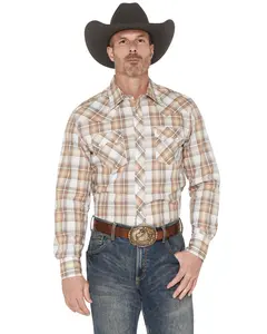 Wrangler Men's Retro Plaid Print Long Sleeve Snap Western Shirt - 112378927