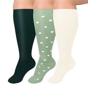 3-Pack Trendy Striped Knee Compression Socks 20-30 mmHg | Therapeutic Daily Sport Socks for Maternity, Travel, Work & Post-Workout Recovery