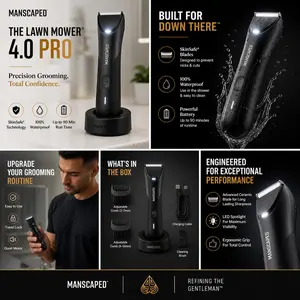 MANSCAPED Lawn Mower 4.0 PRO Hair Trimmer - USB Rechargeable Cordless Wireless Battery Powered Precision Grooming Showerproof Body Trimmer with SkinSafe Technology for All-Weather Use, Battery Powered Trimmer, Rechargeable Cordless Trimmers