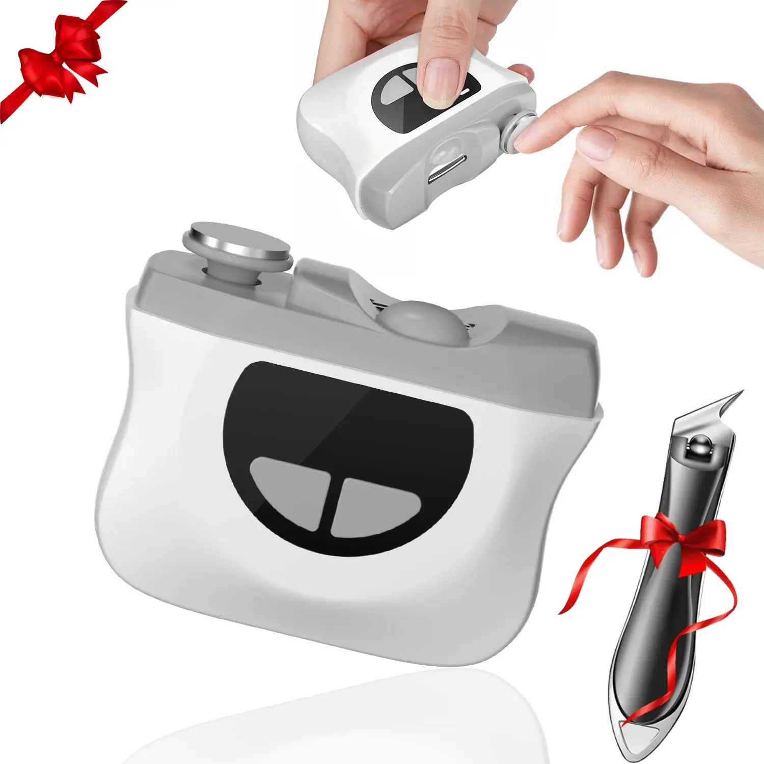 Compact Portable Electric Nail Clipper - 3-in-1 Manicure & Nail Care Tool with Automatic Cutting, Buffing, Clipping Collection, 3-Speed Adjustment, LED Lighting, Diagonal Attachment (For Adults & Seniors)