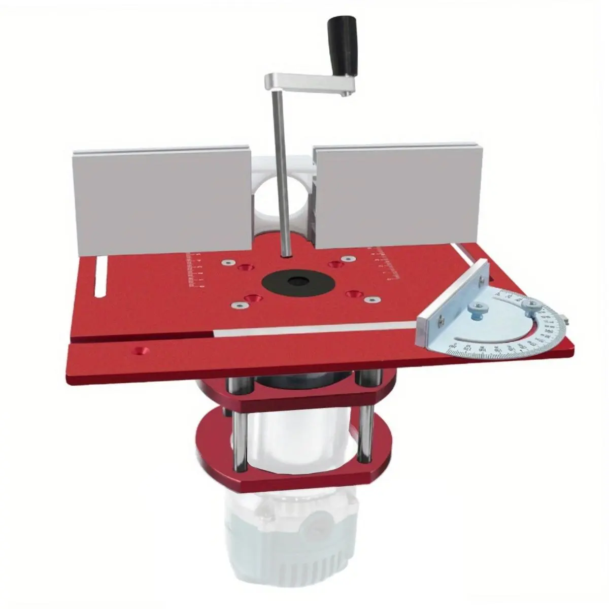 Router Lift Kit, Woodworking Tools, Power Tool Cutting, Aluminum Circular Router Table Insert Plate with Miter Gauge Guide & Bracket for 65mm Diameter Motors