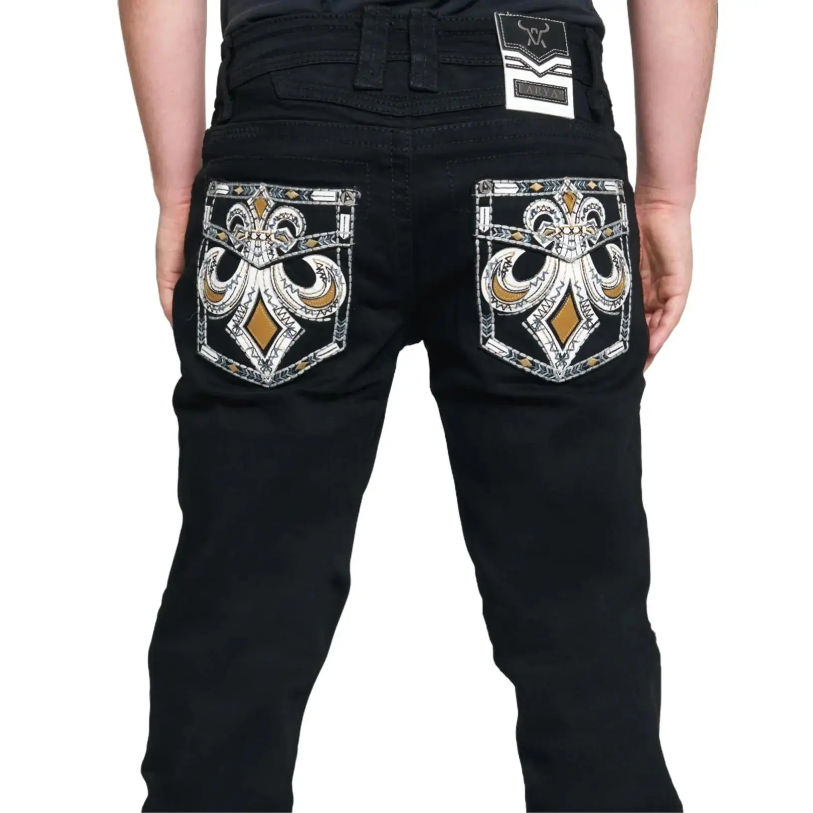 Arya Jeans Men's Style 08 Classic Fitted Black Mid-Waist Stretch Cotton Denim Jeans - All-Seasons Western Wear Menswear