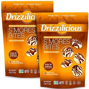Drizzilicious S'mores Mini Rice Cakes - Gluten-Free, Vegan, Crunchy & Healthy Snack, 90 Calories per Serving, 4 oz (Pack of 2)