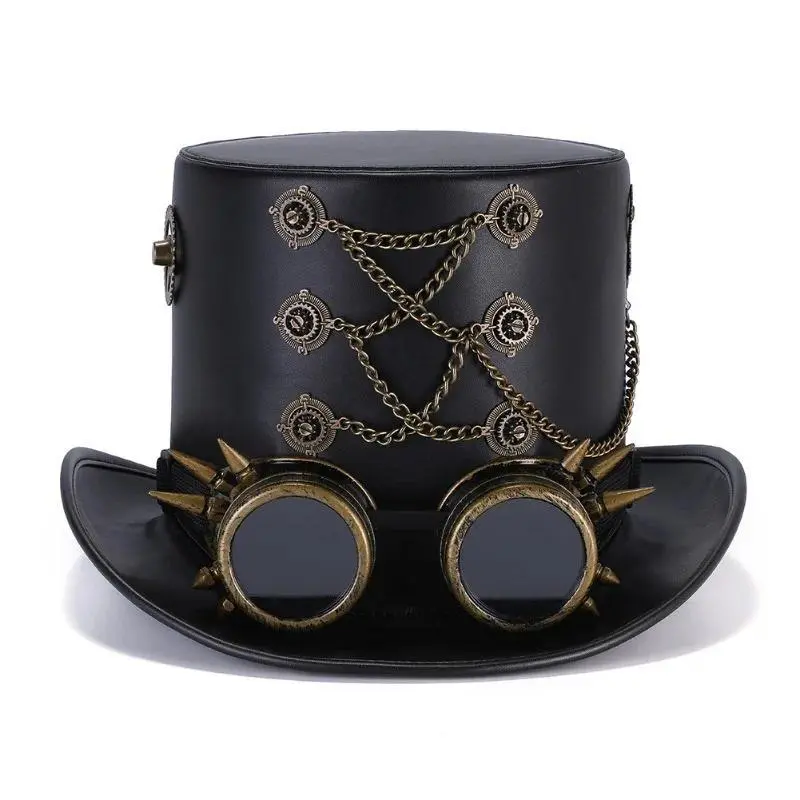 Adult Victorian Steampunk Polyester Top Hat & Goggles Accessory Set, for Halloween Cosplay, Stage Show Dress Up, Clothes Accessories