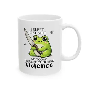 kawaii Frog with Knife Mug 11 oz Coffee Cup Ceramic Drinkware