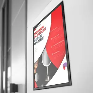 360 Stand Black Plastic Snap Frame Wall Mount - 22x28 in. Rectangular Modern Home Office Frame with Horizontal/Vertical Display for Wall Decor Prints, Photo, Modern Frames