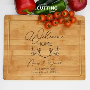 Custom Couple Names With Home Address Cutting Board, Charcuterie Board Gift For Home Owner, Housewarming Gift, Real Estate Closing Gift