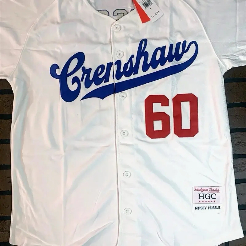 Headgear Classics Nipsey Hussle Legacy Jersey Men's XL Crisp White Blue Red Accents Full-Button Front Design Authentic HGC Apparel