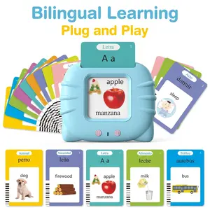 KIDGENIUS Bilingual Spanish-English Vocabulary Flash Cards for Toddlers - Talking Educational Learning Toys, Preschool Language Development Speech Therapy Sight Words Bilingual Flash Cards