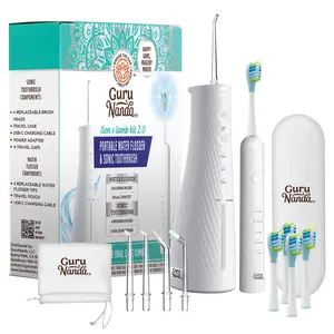 GuruNanda Lion & Lamb Kit 2.0, Electric Toothbrush with Water Flosser Combo, 4 Jet Tips, 4 Brush Heads & IPX7 Waterproof Design for Complete Oral Care