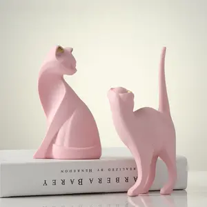 Modern Enchanting Resin Cat Statue Figurine - Collectible Figure Decor, Desktop Figurine, Home Decoration Ornaments, Romantic Bedroom Accessory, Ideal Housewarming Gift, Resin Animal Ornaments, Decorative Pieces Figurines