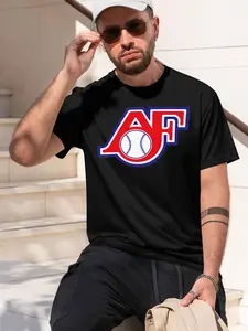 Appleton Foxes Sporty with AF Logo Fit 2026 new model Black/White Tee Stylish & Comfortable Loose Crew Neck Short Sleeve T-shirts Versatile On Trend Eye Catching Printed Graphic Casual Tee for Dai