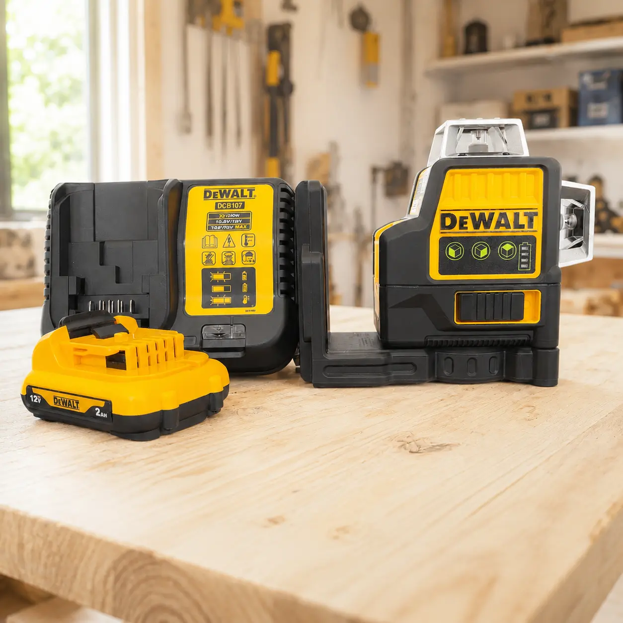 DEWALT Dwo89LG 3-Side 360-Degree Green Light LaserLevel, Horizontal & Vertical Laser Tool for Outdoor Use