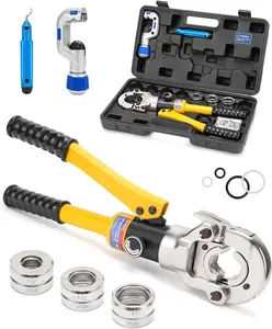Hydraulic Copper Tube Fittings 1/2, 3/4, 1" Press Crimping Tool Kit Pex Pipe Crimper Pressing Pliers Stainless PEX Press Sleeves for Copper Pipe with Pipe