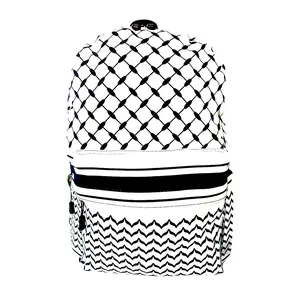 Black Kuffiyeh / Kuffiyah Palestinian Style Backpack with Zipper Closure and Padded Laptop Compartment