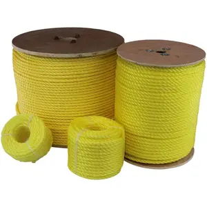 3/8 Inch x 600 Feet Twisted 3-Strand Yellow Polypropylene Rope I 2,430 lbs. Tensile Strength I Lightweight & Synthetic Cord for DIY Projects, Marine, Use (3/8" x 600')