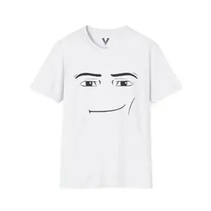 Minimalist Sarcastic Expression Roblox Man Face T-Shirt Unisex Casual Graphic Tee with Internet Humor White Short Sleeve Streetwear