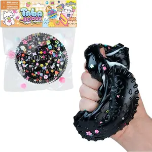 ORB Curiosities Tabalicious Jumbo Black TABA Squishy Cookie - Super Soft, Jumbo Sized Sandwich Cookie - Squish, Squeeze, Pinch for Stress Relief - Play Food Squishy Fidget Toys for Kids and Adults