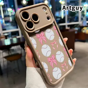 Phone Case for iphone 17 Pro Max 16 Plus 15 14 13 12 11 XR Air E Bows and Baseballs Pattern Full Lens Protector Rugged Durable Soft TPU Cover Gift for Boy