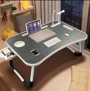 Ultra Large Portable Laptop Bed Table - Multi Functional Tray Holder with Cup Holder And Drawer, USB, Fan, And Light - Perfect for Eating, Reading, And Writing on Beds, Sofas, Floors - Stable, Durable, And Foldable， gaming desk