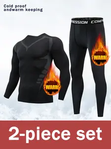 Outdoorfun Men's 2-Piece Thickened Suit Sweatproof Sunproof Quick-Dry Breathable Long Sleeve Activewear for Autumn Outdoor Activities knit fabric