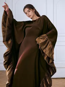 Women's Plain Long Sleeve Round Neck Dress, Elegant Fashion Casual Dress for Daily Outdoor Wear, Modest Muslim Outfits, Women's Islamic Clothing for All Seasons