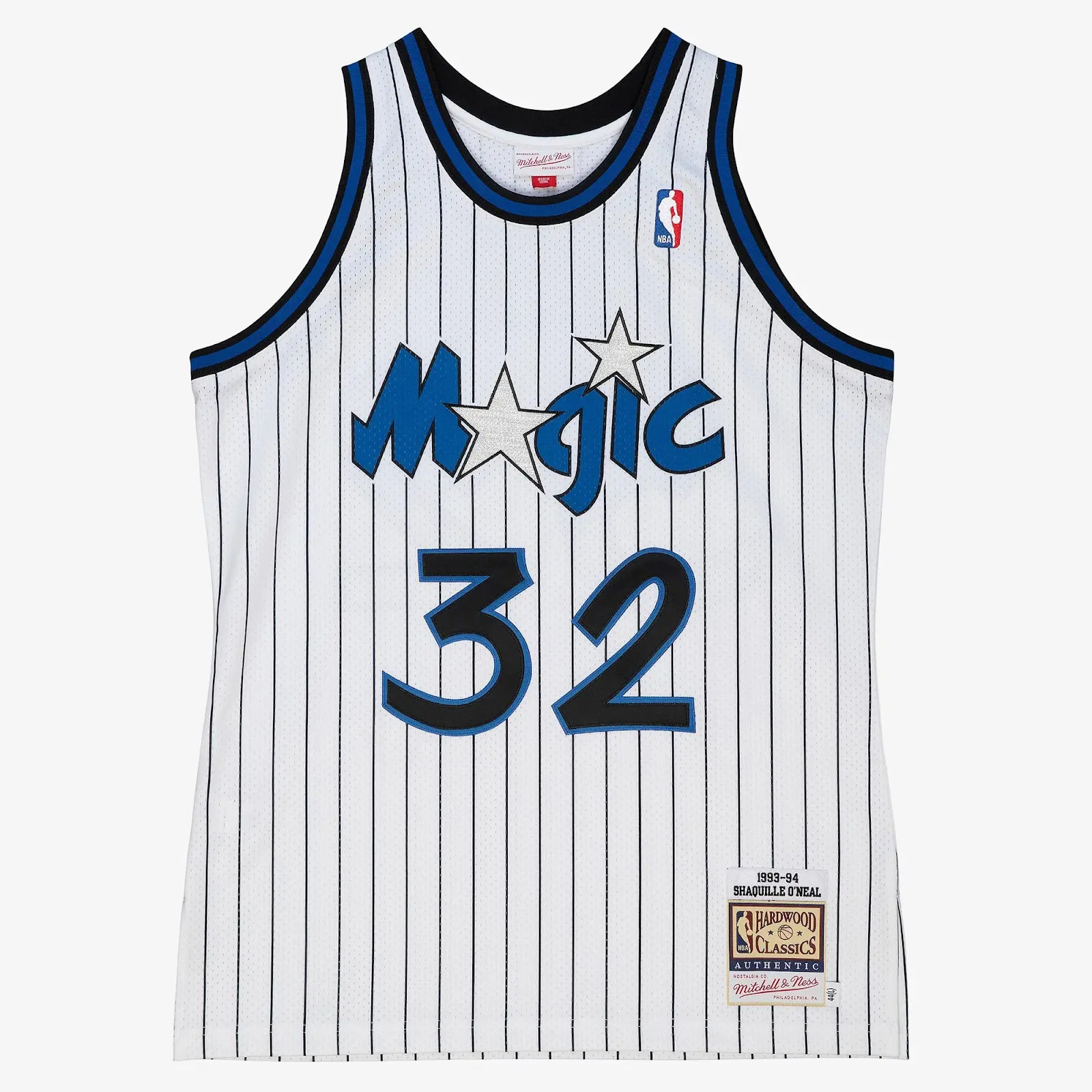 Shaquille O'Neal Orlando Magic 1993-94 White Authentic Jersey - Mitchell & Ness NBA Throwback, 90s Retro Basketball Jersey