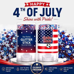 [Limited mid-year steals]Red White and Blue Face Body Glitter Stick, 4th of July Patriotic Accessories Hair Glitter, Shimmery & Long Lasting Face and Body Paint for Festival Makeup Concert Party, Holographic Long Lasting Chunky,Football Game Face Paint Sh