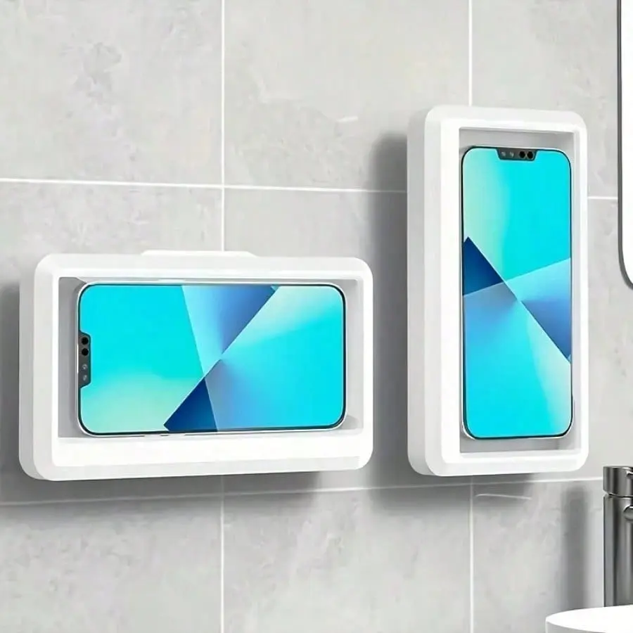 360 Rotatable Shower Phone Holder, 2pcs Phone Stand, Cell Phone Stand, Wall-Mountable, Adjustable, Waterproof, Touchable, Compatible with iPhone 14/13/12/11/XS/XR, Adjustable Cellphone Holder, Rotating Phone Mount