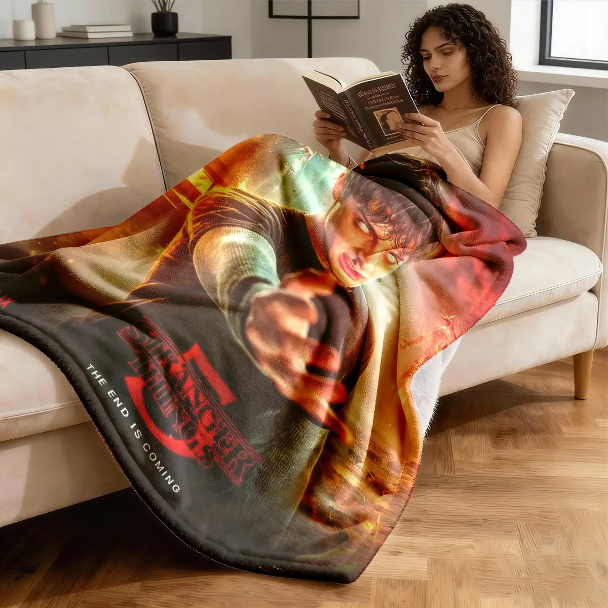 Stranger Things Season 5 Theme Flannel Blanket, Large Soft