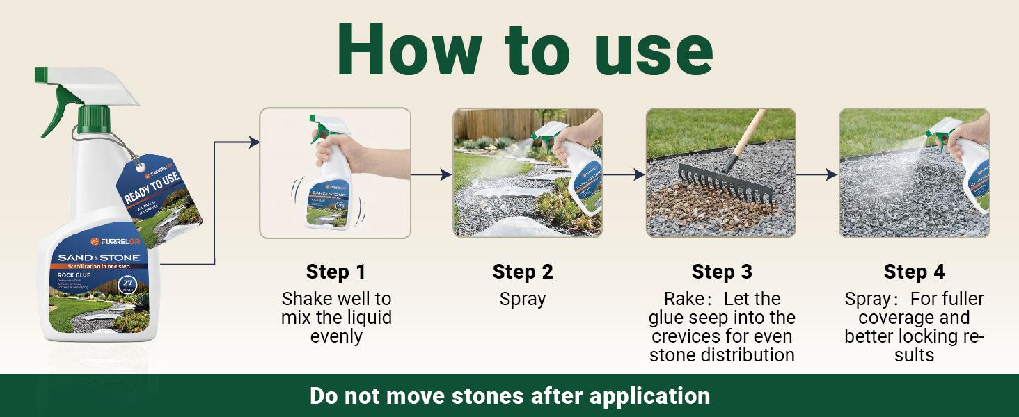 Rock Glue Spray，Mulch & Rock Glue for Landscaping，Fast-Drying Strong Hold for Mulch, Gravel & Rocks,Low Odor，Weather-Pets Safe，Pea Gravel, Stones（27oz）