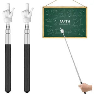 2 count Telescopic Teachers Pointer Mini Retractable Finger Pointer Stick for Classroom Extendable Hand Pointer Classroom Pointer for Elementary School  Teacher, up to 22.3" (Black)