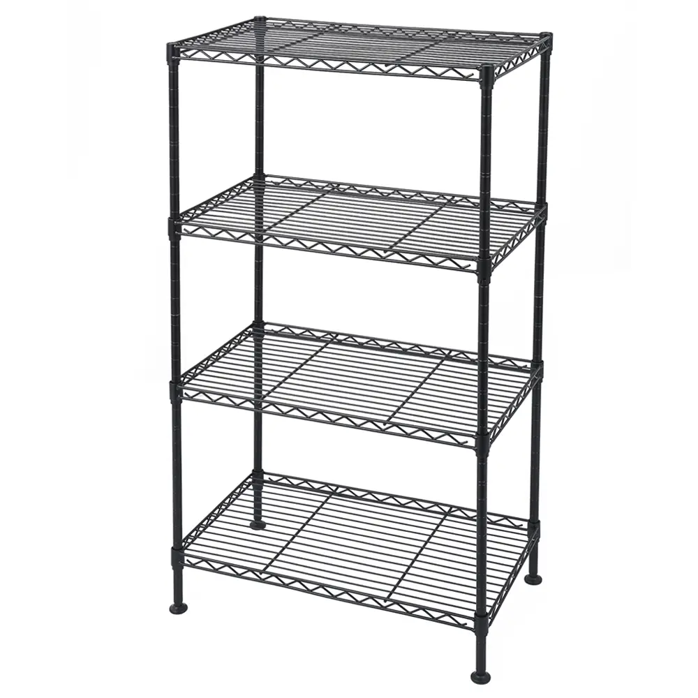 4-Tier Industrial Wire Shelving Unit - NSF Certified Adjustable Storage Rack for Camping, Kitchen, Black (19.7"W x 11.8"D x 31.5"H)