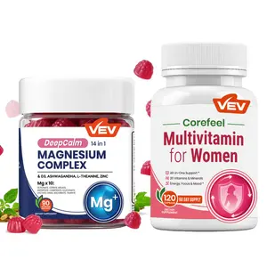 VEV Magnesium Gummies & Multivitamin for Women Bundle:  Gummies + Capsules, for Daily Nutrition