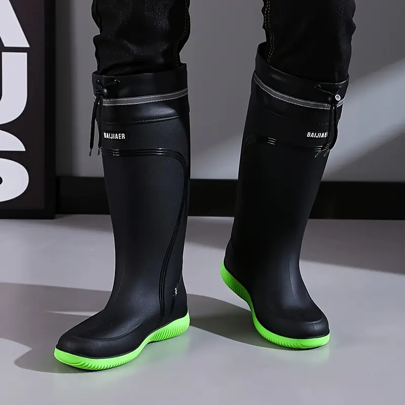 Women's High-Top PVC Rain Boots - Stylish Slip-Resistant Fabric-Lined Round Toe, Fabric Insole, Durable Footwear for Rainy Days