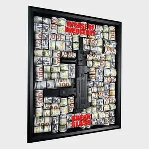 [UNFRAMED] POSTER Gangster Shadow Box – Black Uzi & $100 Rolls POSTER