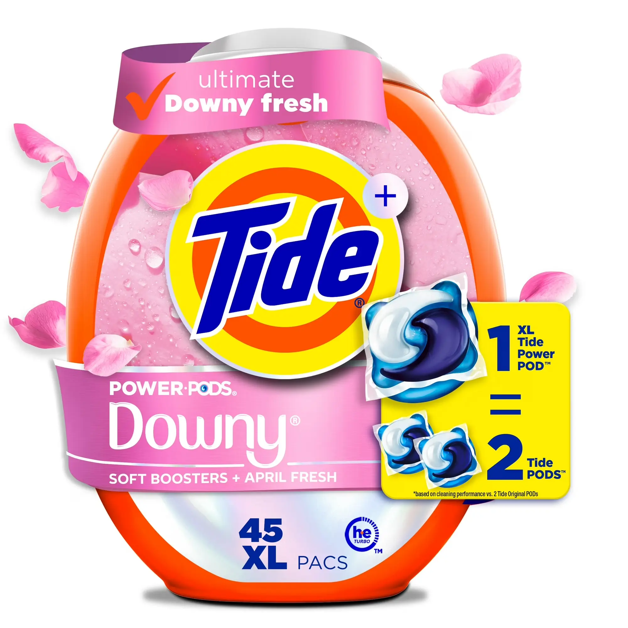 Laundry Detergent Pods with Downy Softness Boosters, April Fresh, 45 Count